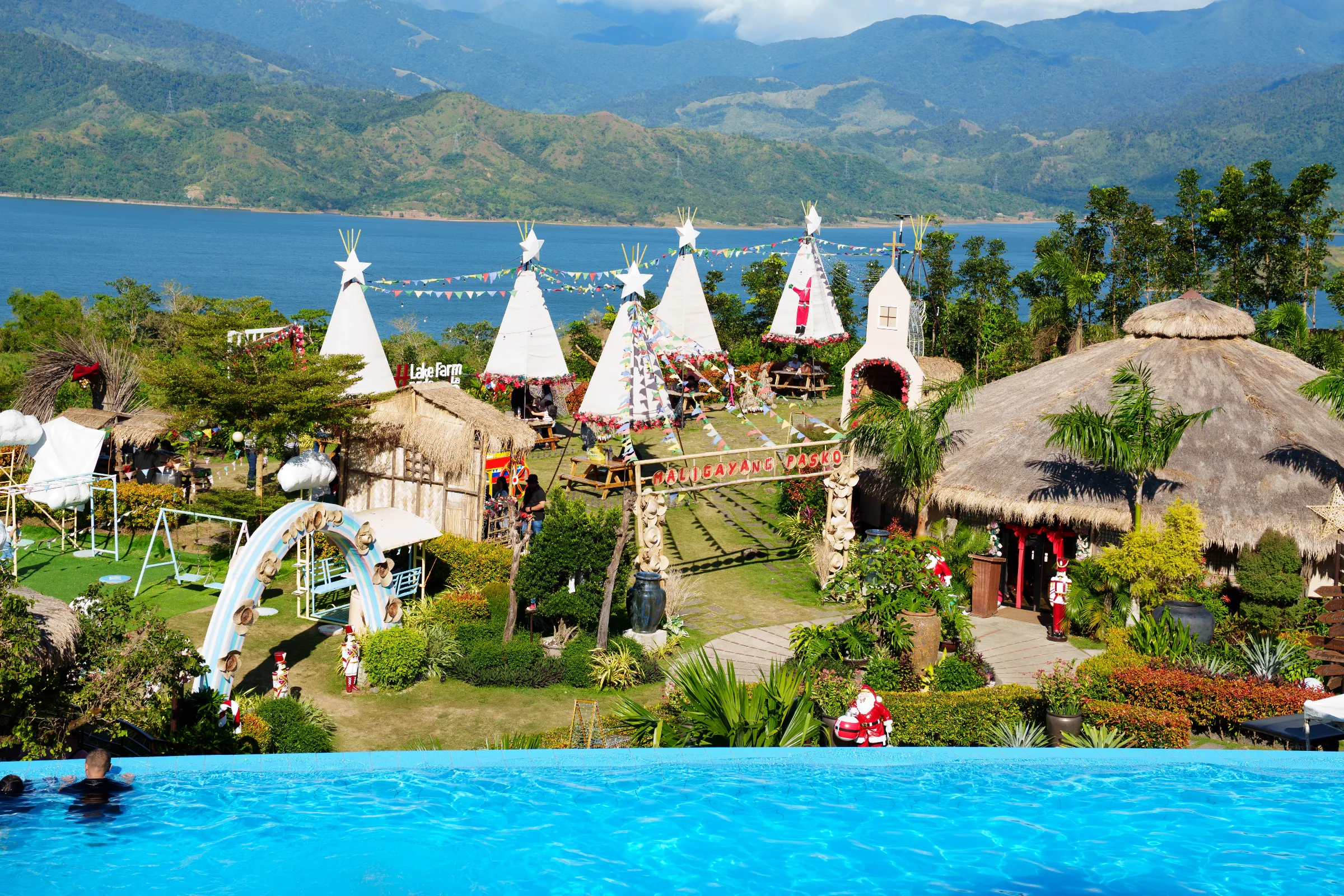 Lake Farm de La Marre Park — A resort and adventure park at Kilometer 5, Pantabangan. Teepee tents, ATV adventures, glamping, two pools, and lake-view photo spots.
